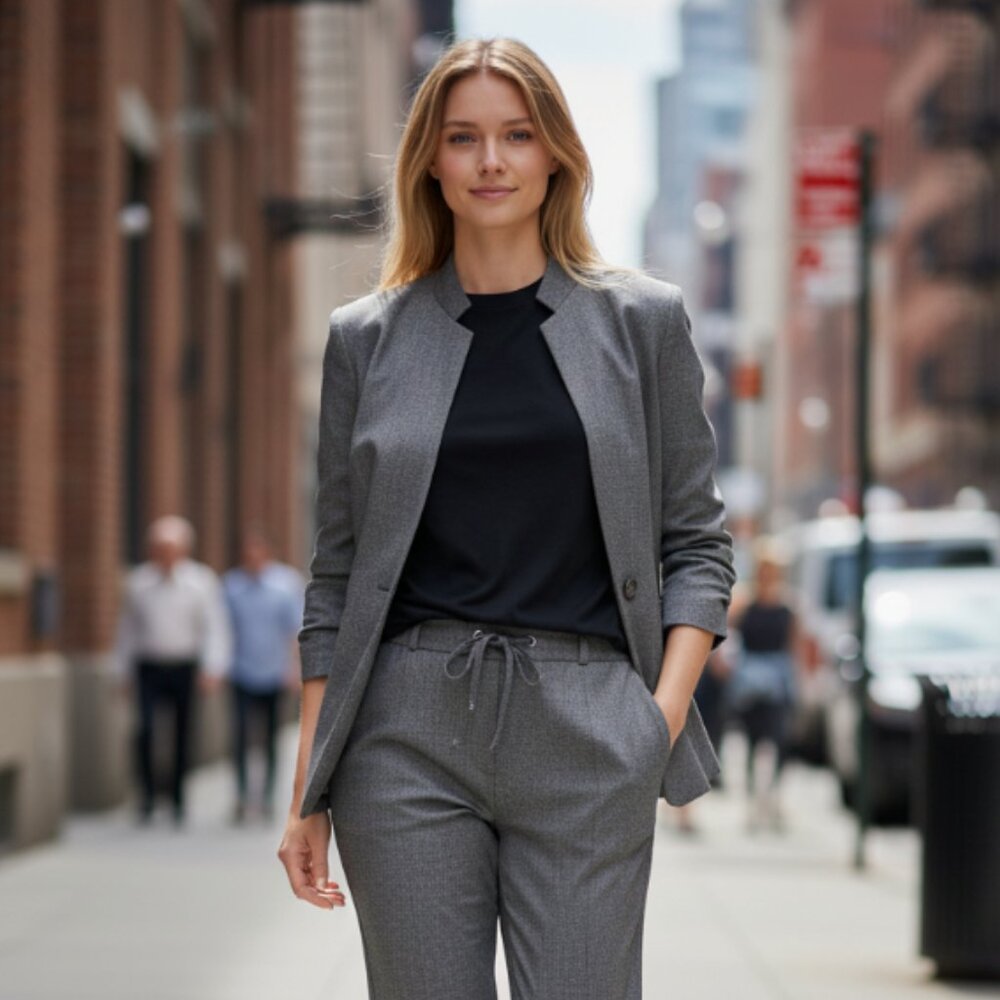 NWT Calvin Klein Women's One Button Closure Wear to Work Suits Blazer Pinstripe